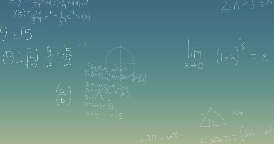 Mathematical Equations on Blue Gradient Background