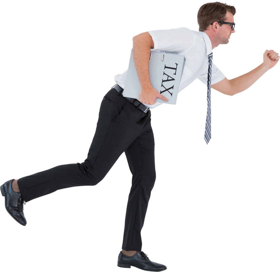 Running Man Holding Tax Document Efficient Business Transparent
