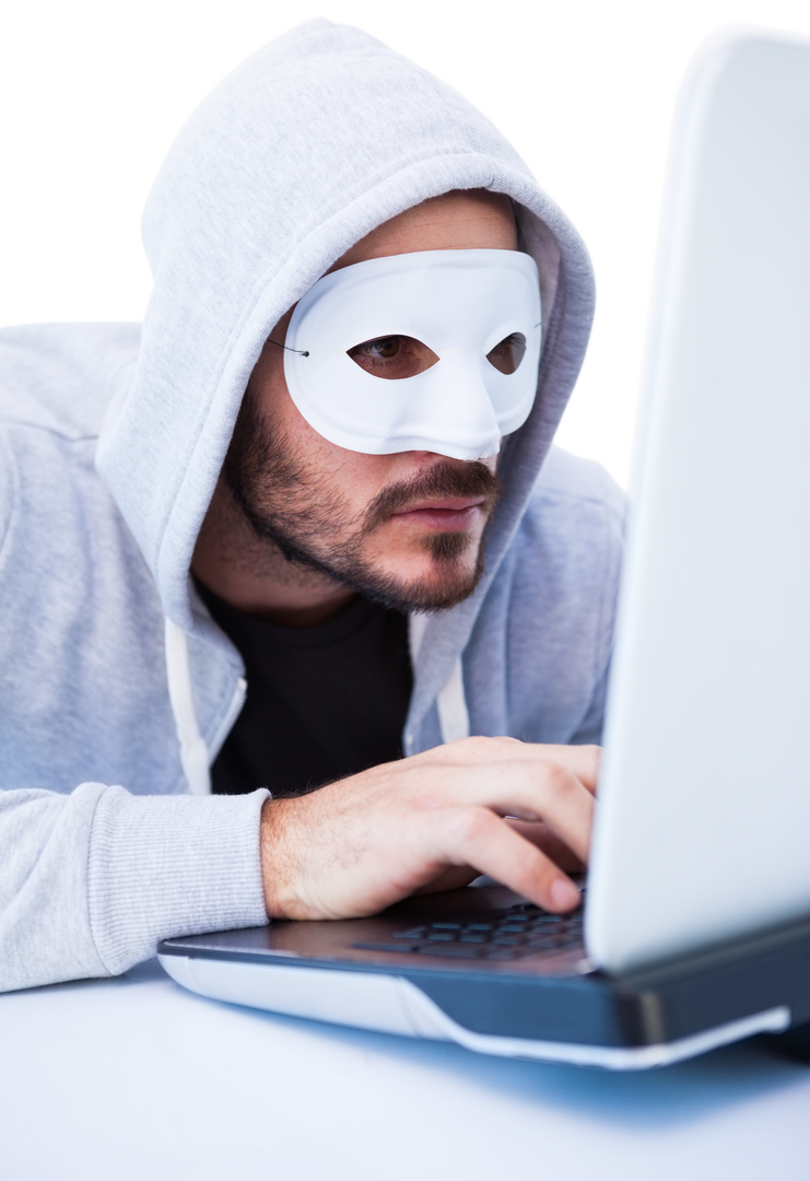 Mysterious Masked Man Hacking Laptop Transparent Background - Download Free Stock Images Pikwizard.com