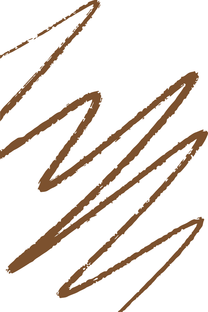 Abstract Brown Zigzag Scribble on Transparent Background