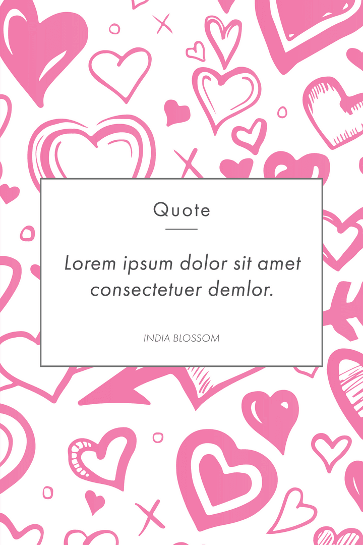 Trendy Transparent Hearts Pattern with Inspirational Quote