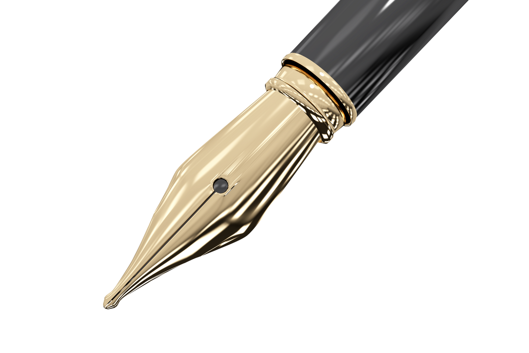 Close-Up Transparent Gold-Tipped Black Fountain Pen Writing Implement - Download Free Stock Images Pikwizard.com