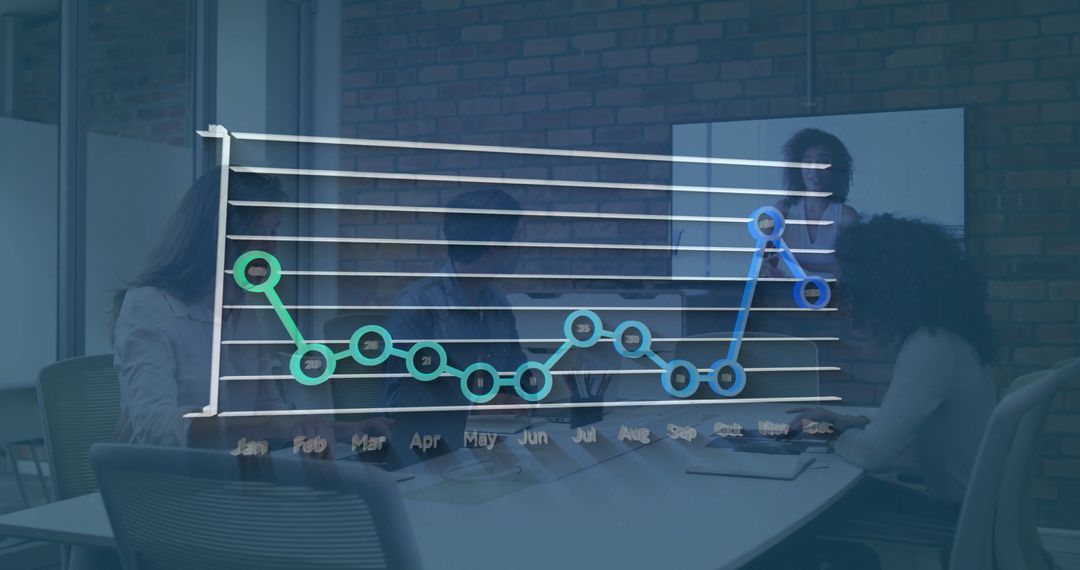 Business Team Analyzing Line Graph during Team Meeting