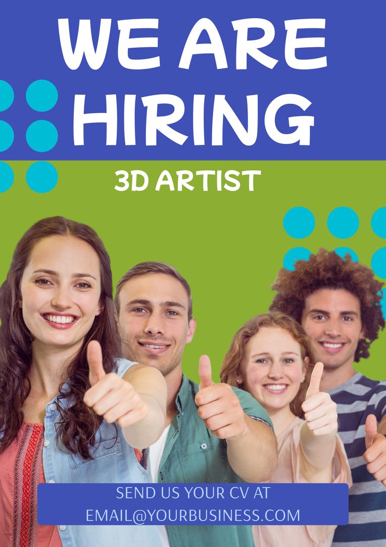 Hiring Flyer for 3D Artist Position Featuring Smiling Diverse Team - Download Free Stock Templates Pikwizard.com