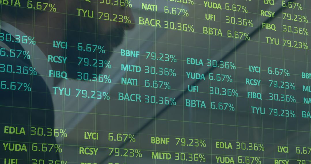 Digital Interface Shows Financial Data Processing Over Businessman