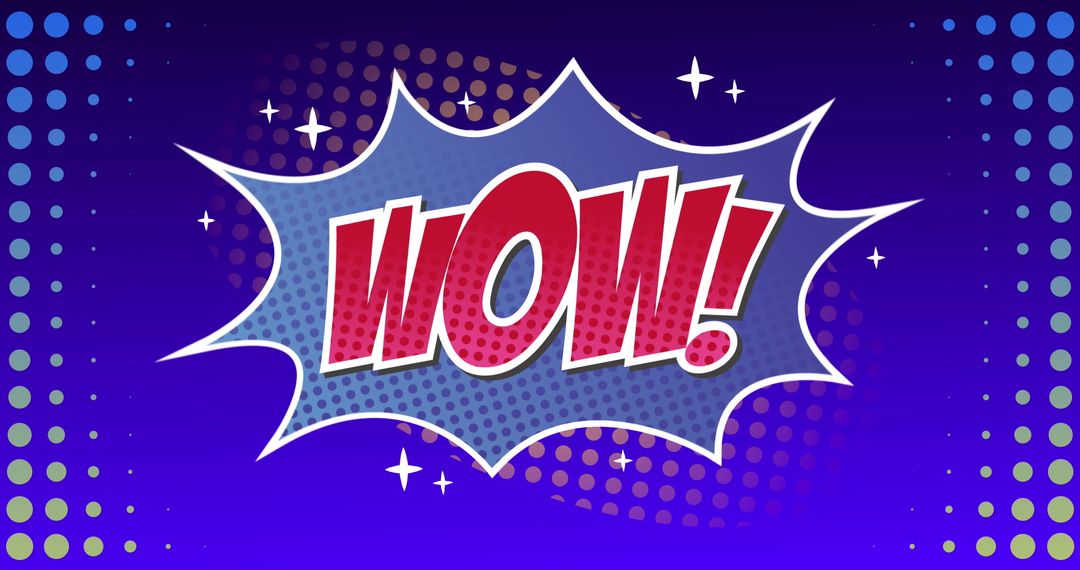 Retro Pop Art WOW Comic-style Text with Halftone Background