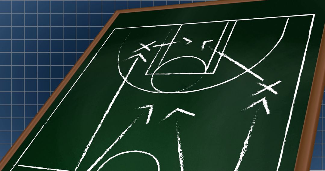 Basketball Strategy Diagram on Chalkboard Style Background