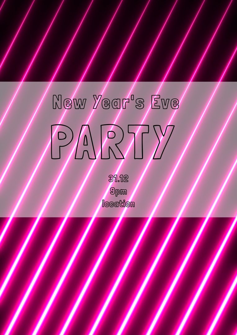 Neon Glowing New Year's Eve Party Invitation Design
