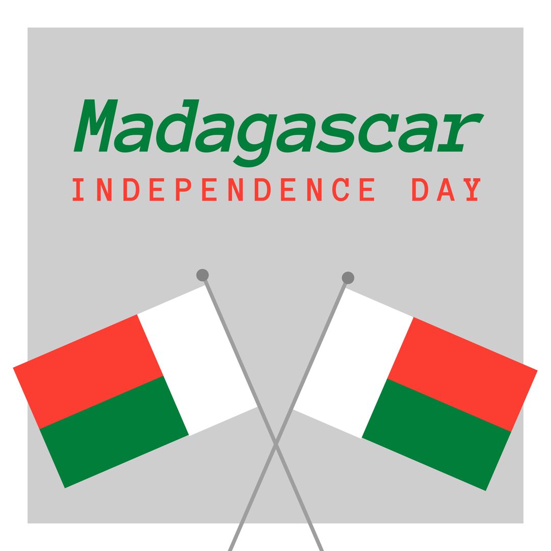 Madagascar Independence Day Flags on Grey Background