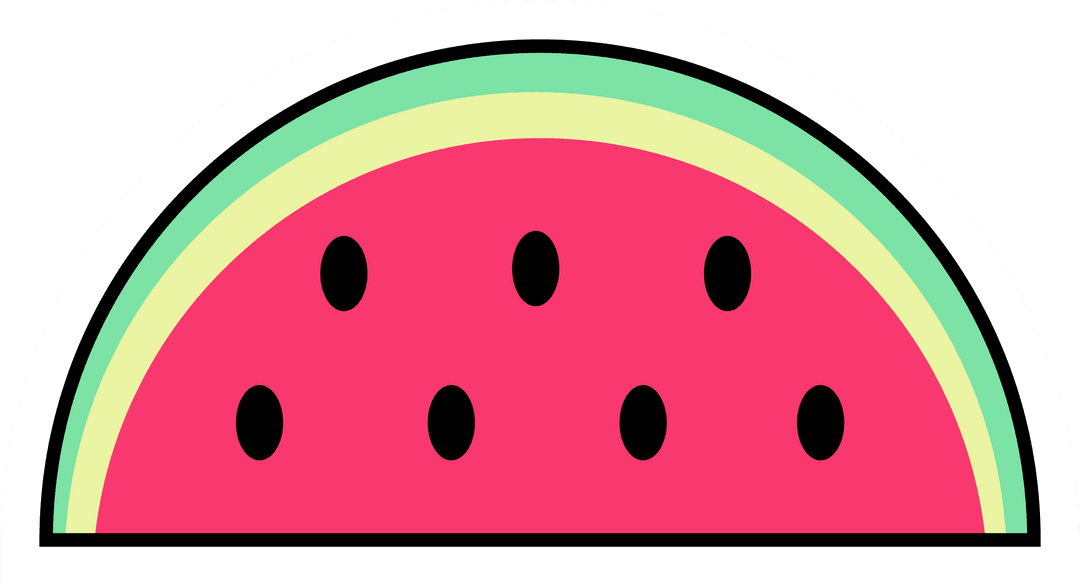 Simple Watermelon Slice Floating on Transparent Background