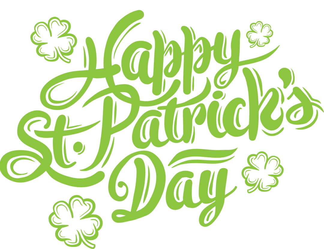 Festive St. Patrick's Day Typography on Transparent Background