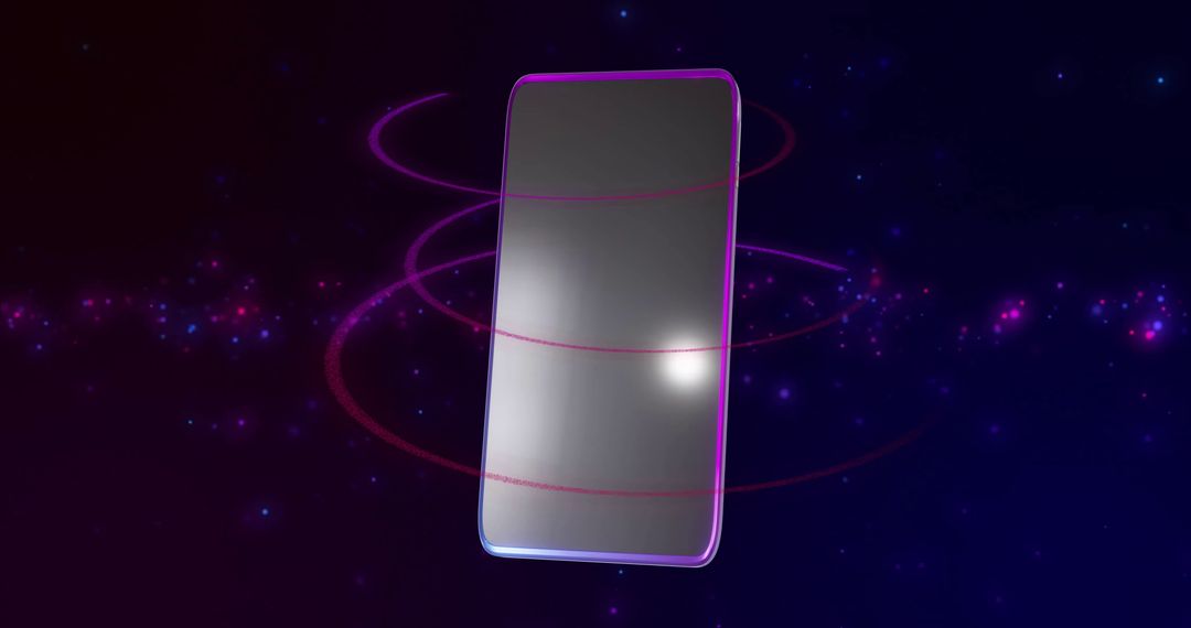 Neon-Lit Smartphone Floating in Futuristic Digital Space