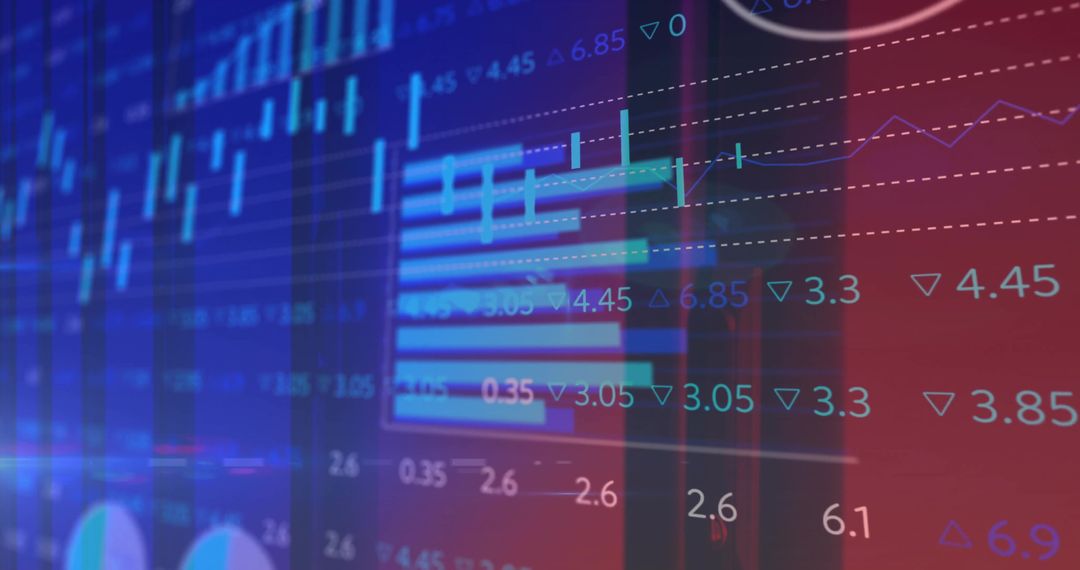 Displaying digital trading dashboard visualizing realtime market data and candlestick charts