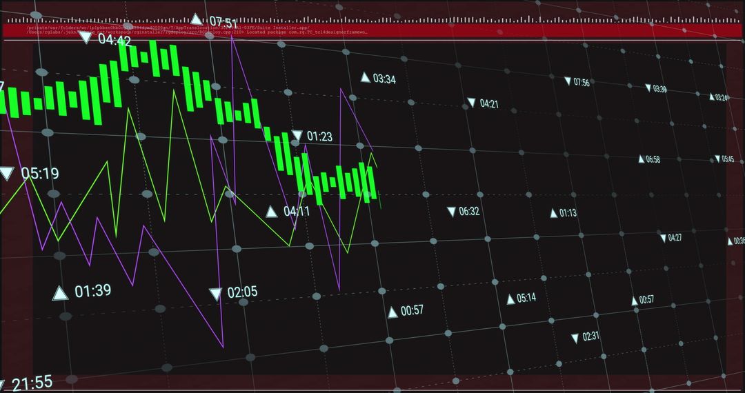 Digital Financial Data Graph on Black Screen Background