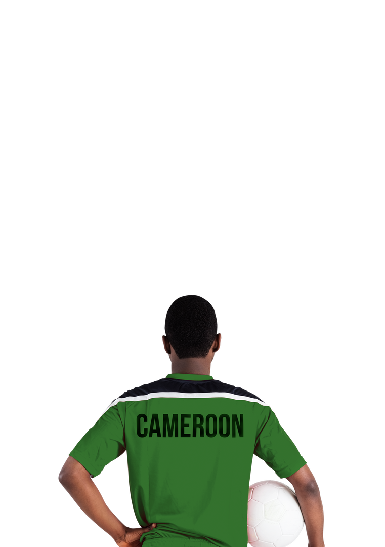 Transparent football player in green Cameroon jersey holding white soccer ball - Download Free Stock Images Pikwizard.com