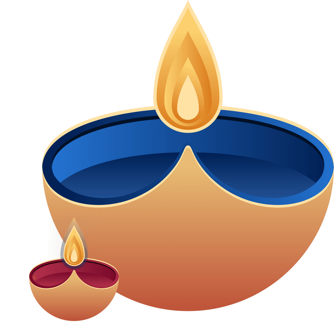 Flat Oil Lamps Design on Transparent Background for Festive Decor