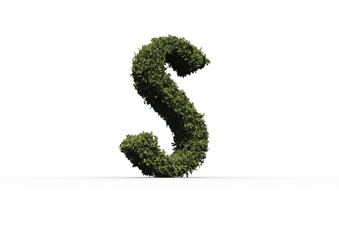 Grass Letter S With Transparent Background for Nature Themes