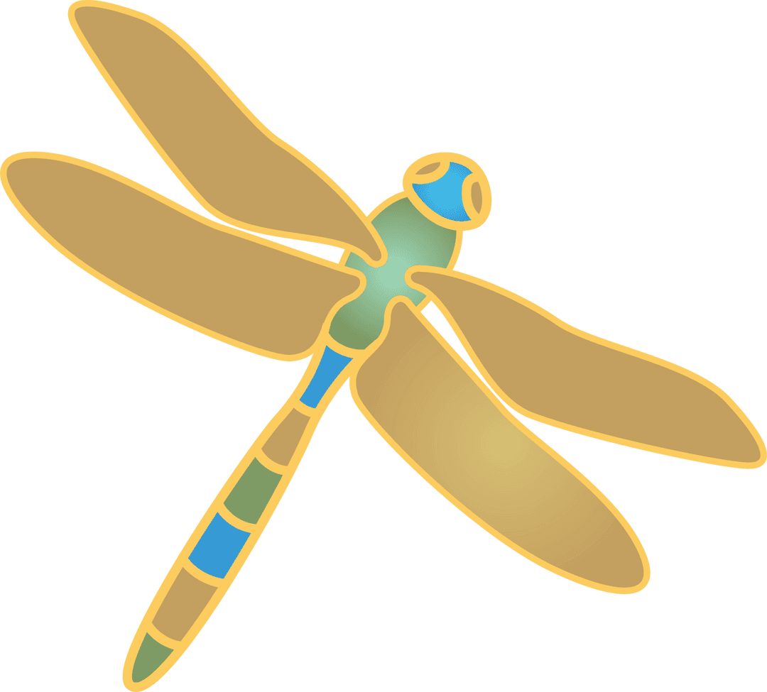 Transparent Dragonfly with Golden Wings Modern Vector Art