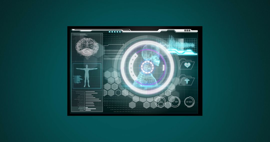 Futuristic Medical Technology Interface Screen with Scanning Data