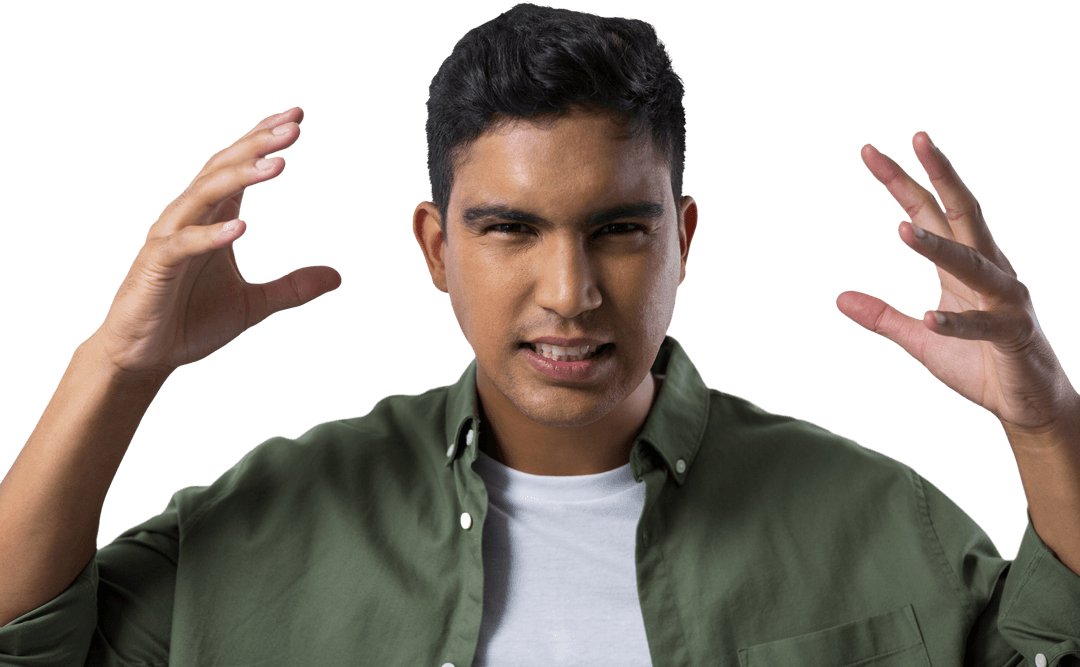 Frustrated Biracial Man Showing Anger Translucent Background