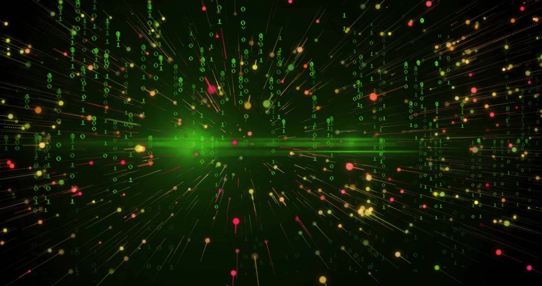 Radiating Binary Data Streams in Futuristic Digital Space