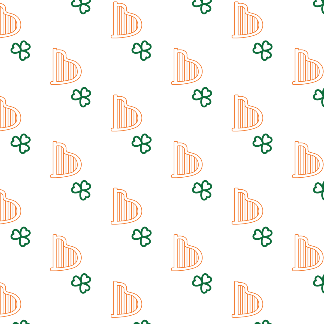 Seamless St. Patrick's Day Hat and Clover Pattern Transparent