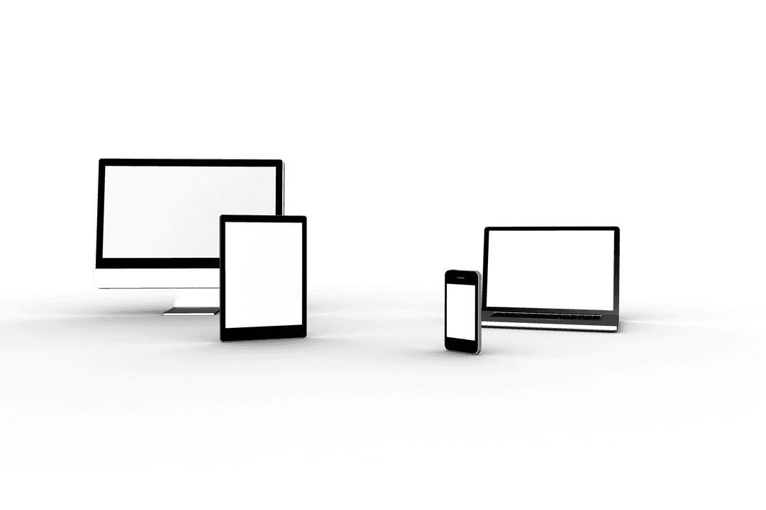 Transparent Digital Device Collection with Blank Screens for Mockups