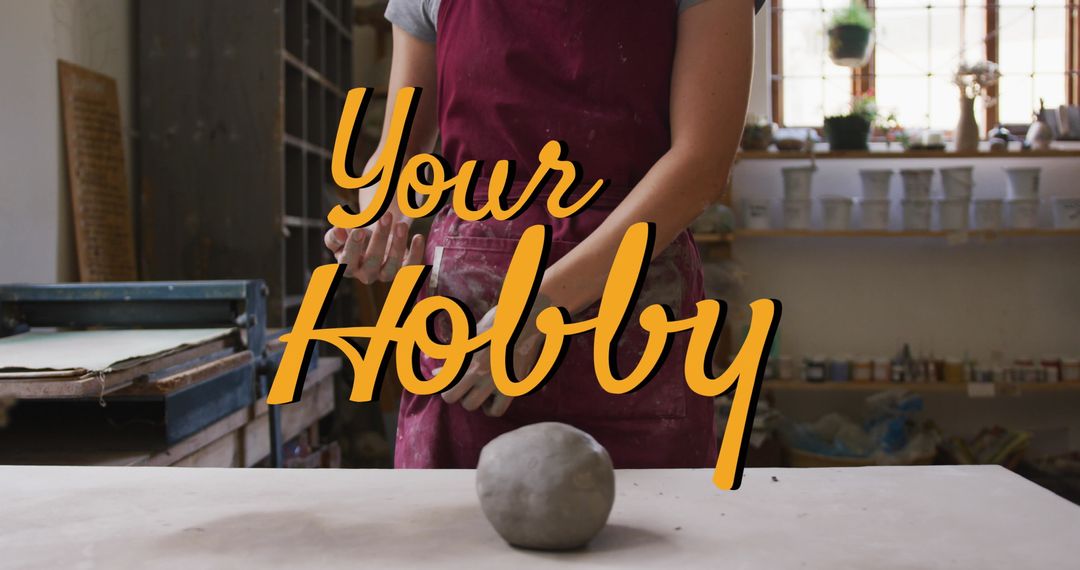 Female Potter Crafting Clay Ball in Bright Workshop