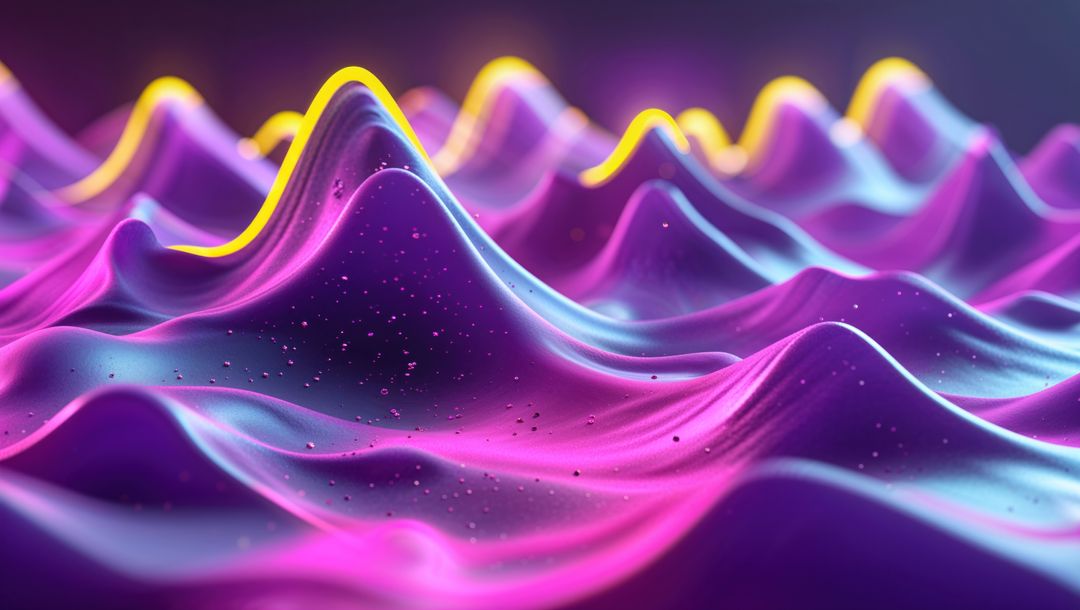 Vibrant Abstract Neon Waves in Digital Landscape