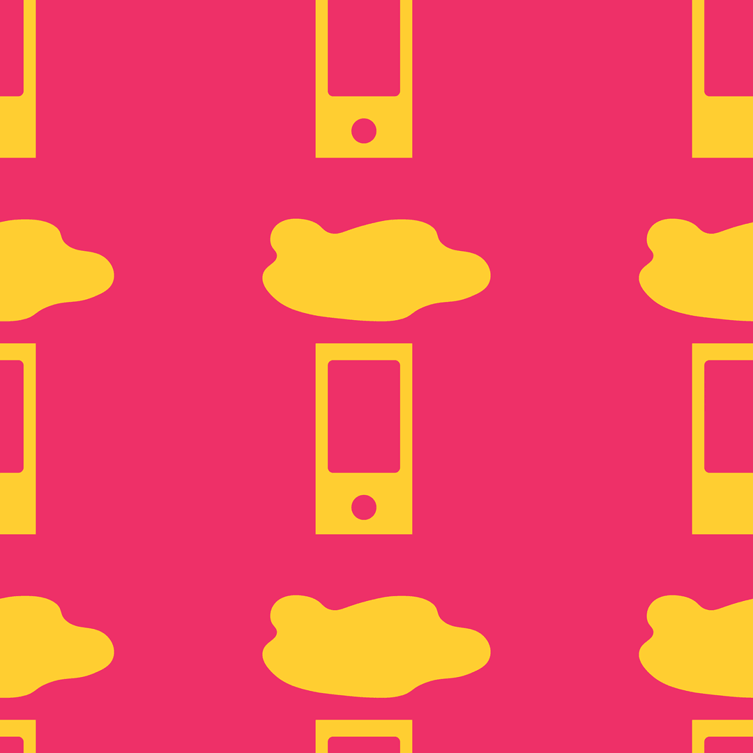 Transparent Pattern of Smartphones on Pink and Yellow Background
