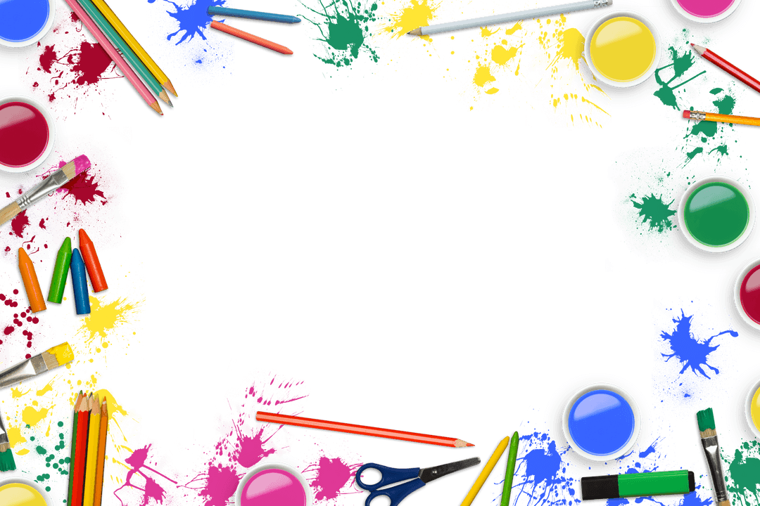 Colorful Art Supplies Creative Frame Transparent Background