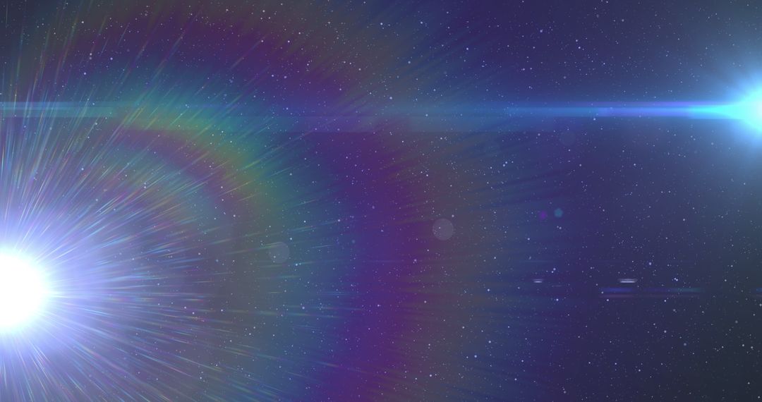 Blue Light Burst Traveling Through Starry Galaxy