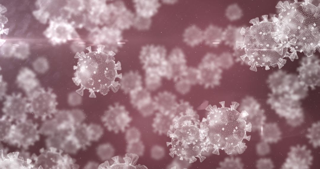 Translucent Virus Particles Floating in Fluid Simulation
