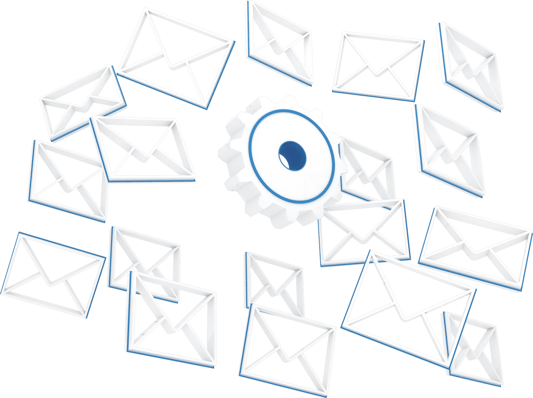 Transparent Gear with Multiple Email Icons Symbolizing Communication - Download Free Stock Images Pikwizard.com