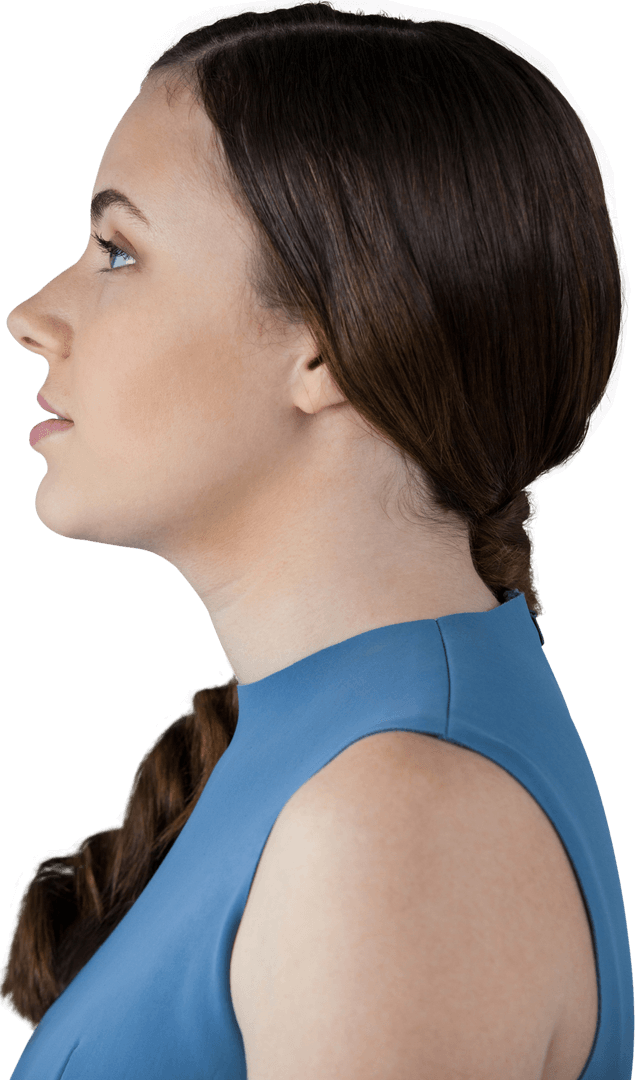 Transparent Background Side Profile of Daydreaming Woman