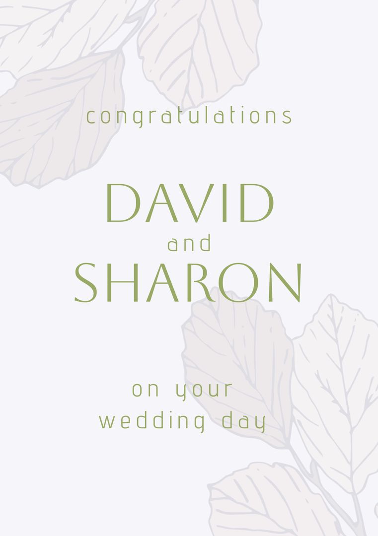 Elegant Wedding Congratulations Card with Delicate Leaves Pattern - Download Free Stock Templates Pikwizard.com