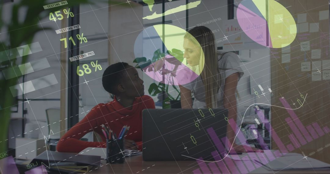 Analytics Visualization with Diverse Team Collaboration in Modern Office