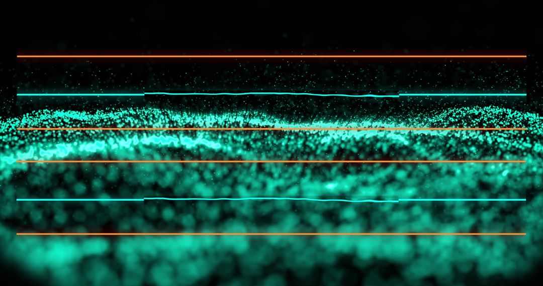 Futuristic Digital Grid with Green and Orange Lines
