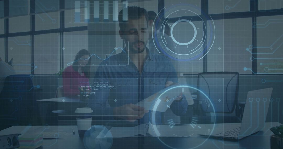 Business Professionals Engaging with Augmented Reality Technology