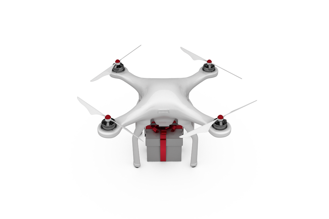 Transparent Drone Delivering Gift with Red Ribbon, Holiday Technology Illustration - Download Free Stock Images Pikwizard.com