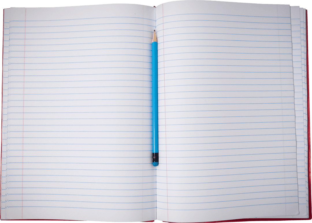 Open Notebook with Pencil for Transparent Background Use
