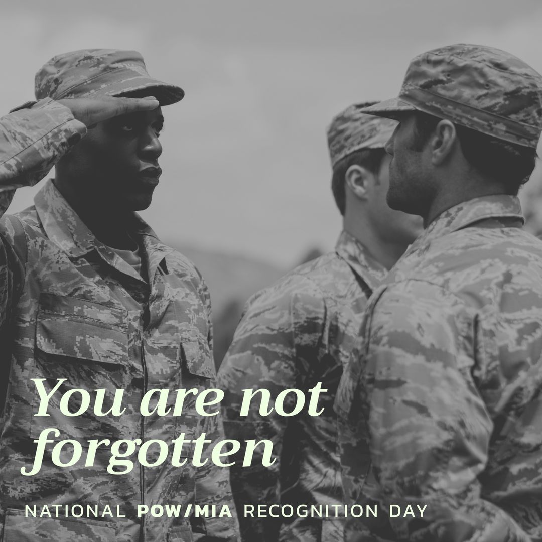 Diverse Soldiers Saluting on National POW/MIA Recognition Day
