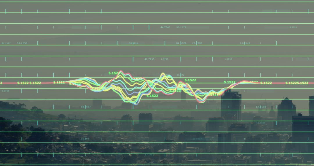 Digital Interface Overlaying Urban Financial Data Visualization