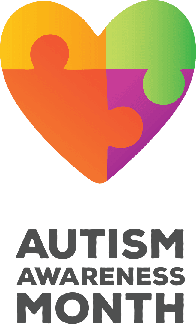 Autism Awareness Month Heart Symbol on Transparent Background
