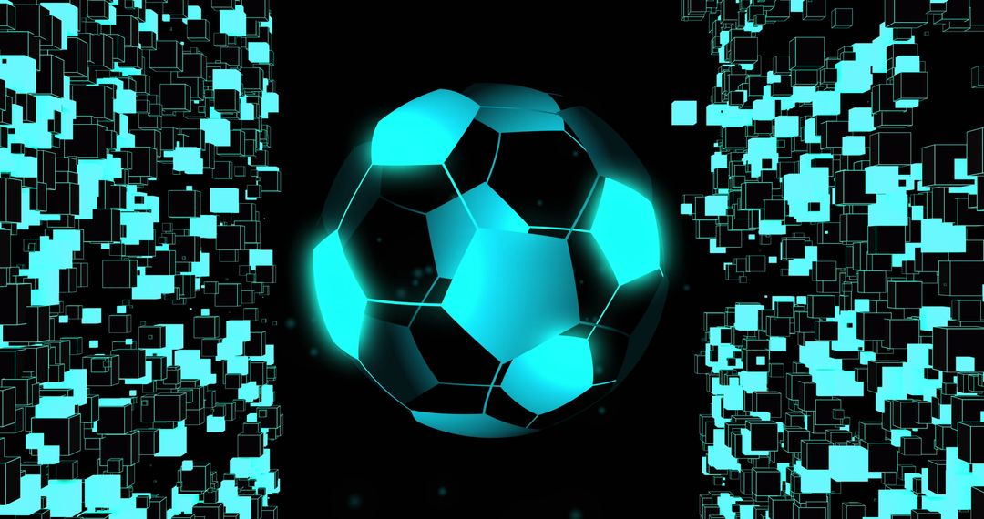 Futuristic Neon Soccer Ball with Digital Network Concept