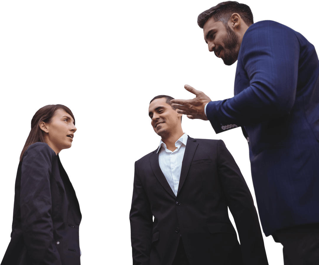 Transparent Low Angle Business Discussion