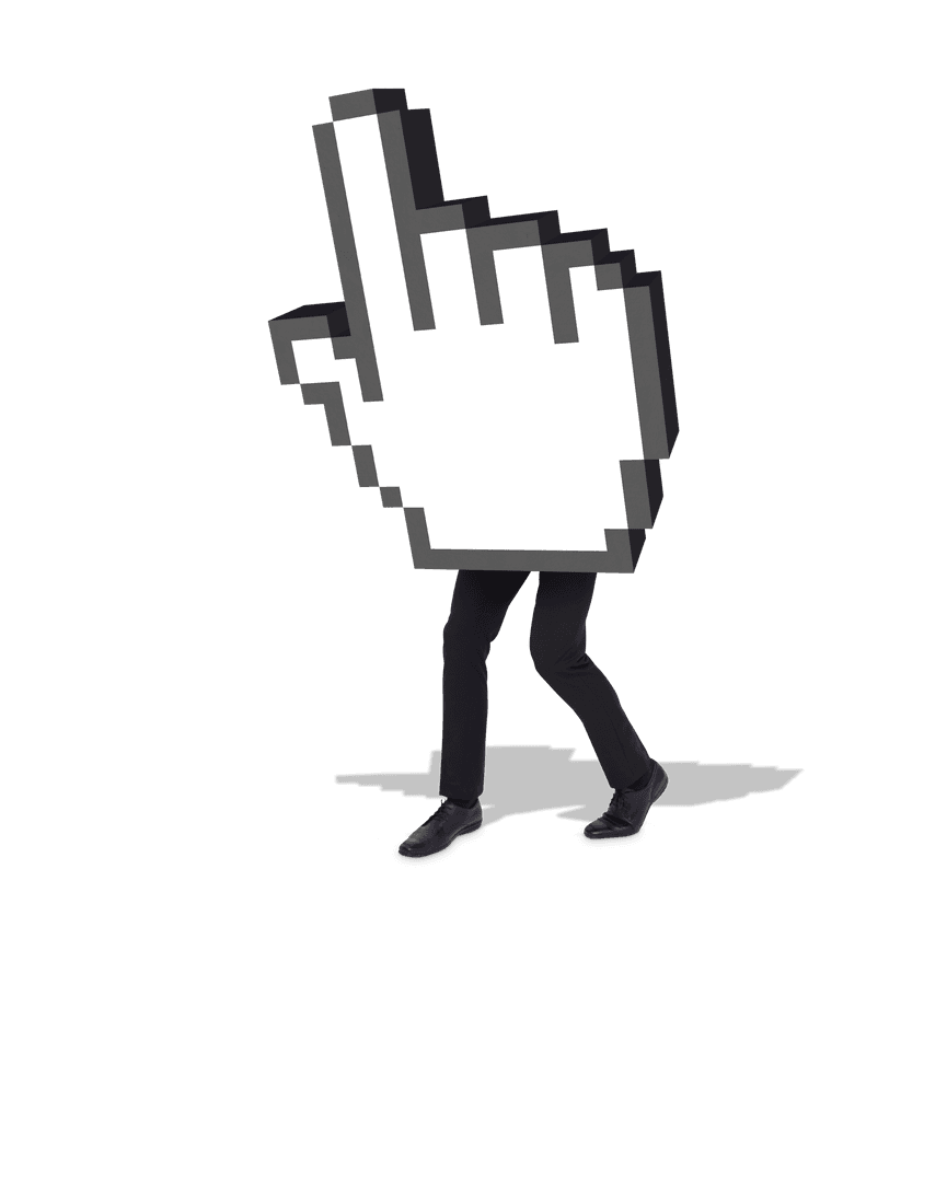 Businessman Holding Large Digital Cursor Hand Illustration