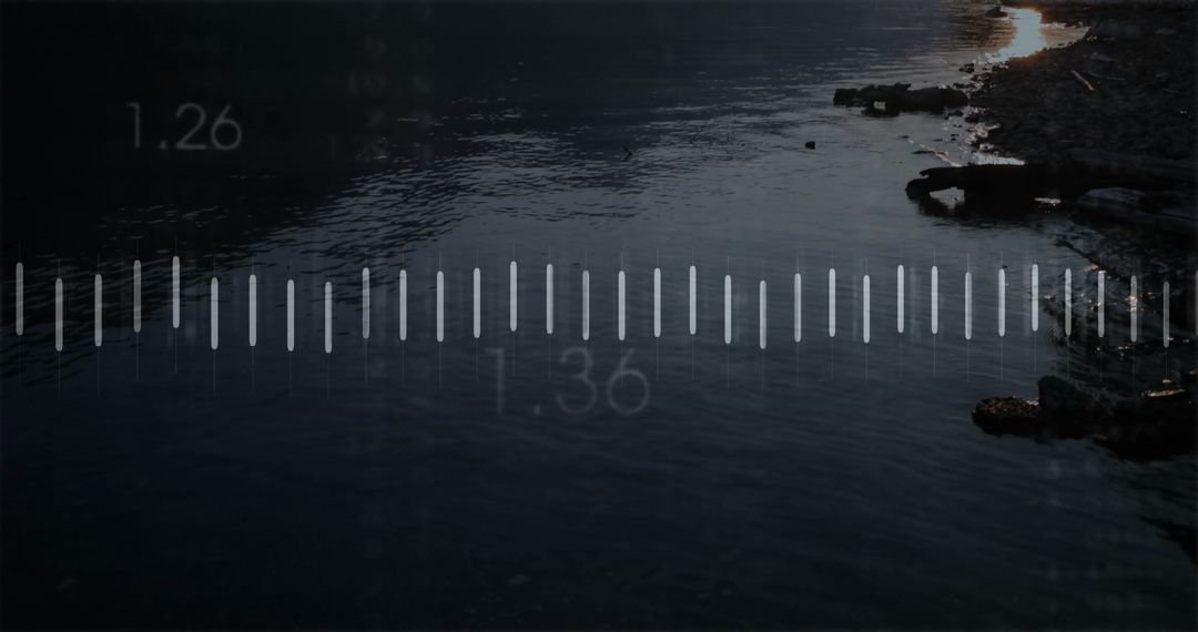 Audio Waveform Overlay on Serene Lakeside Reflection