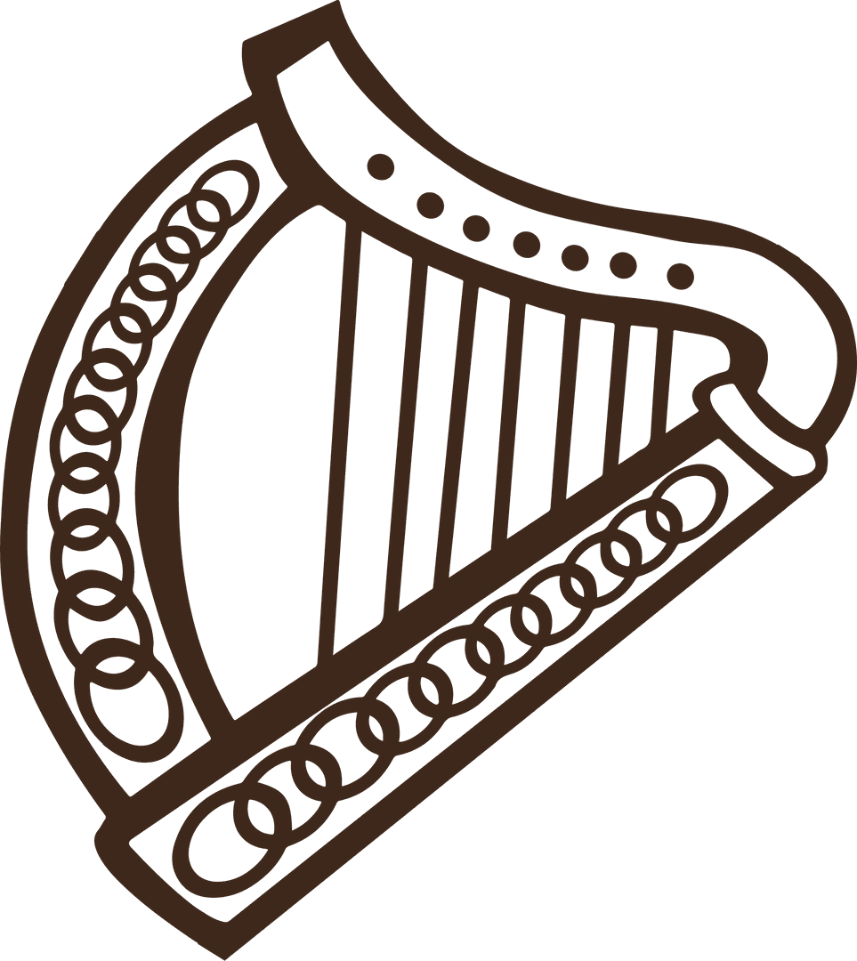 Elegant Harp Icon on Transparent Background with Minimalist Design