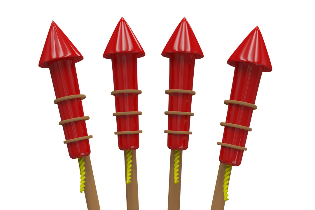 Four Transparent Red Firework Rockets Isolated on White Background - Download Free Stock Images Pikwizard.com